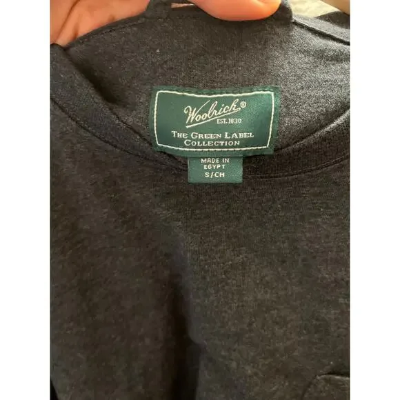 Woolrich Green Label Charcoal Long Sleeve Pocket Tee Shirt Men’s Small Cotton - Picture 4 of 5